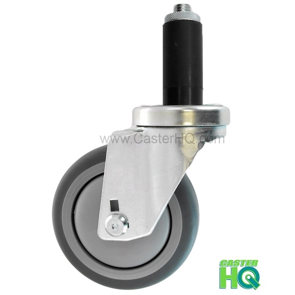 4"x1-1/4" Swivel Caster, Gray Thermo Plastic Rubber Wheel, 1-1/8"